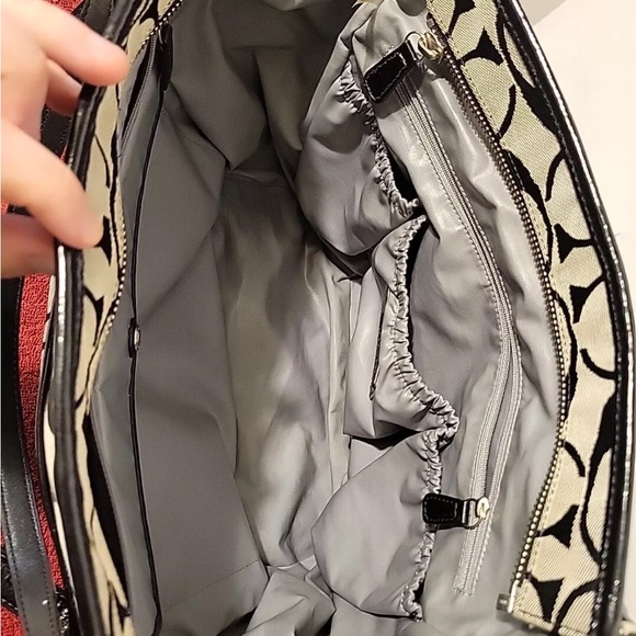 Coach Diaper Large Tote Bag Signature C Black Gray - Picture 5 of 13